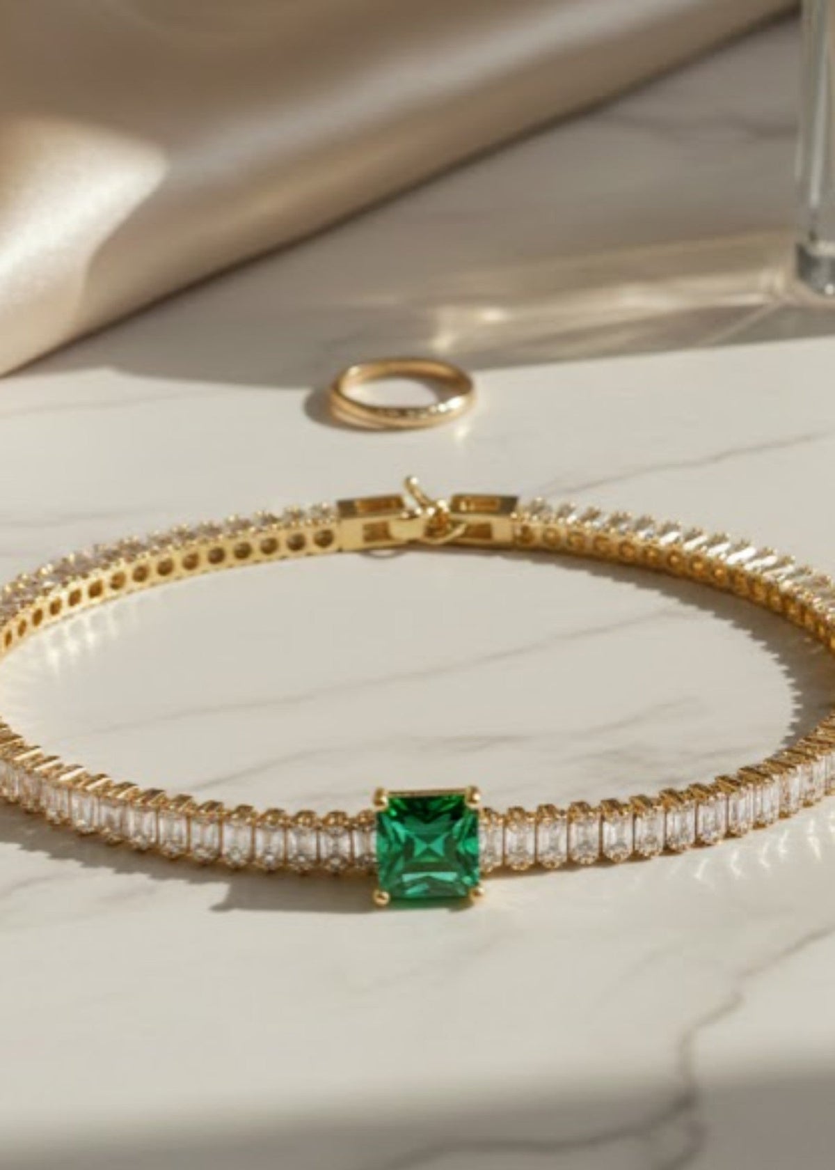 Shop the Emerald Glow Gold Bracelet from Zarosh Jewel