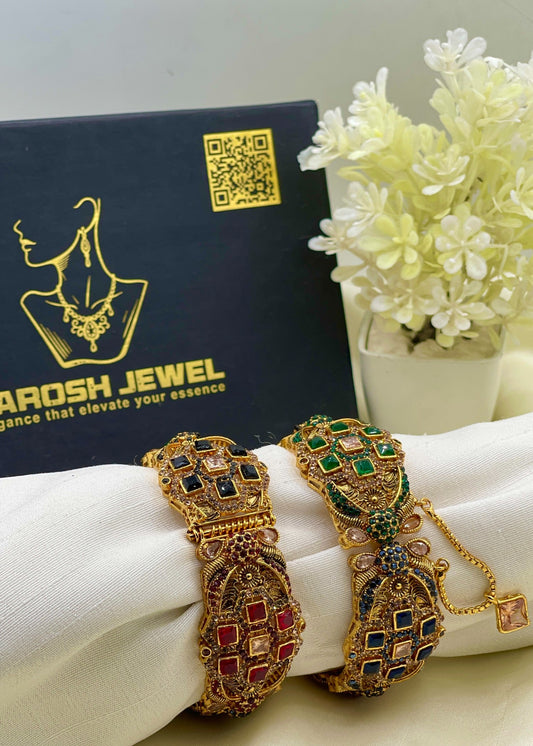 Shop the Erum Antique Stone Bangle from Zarosh Jewel