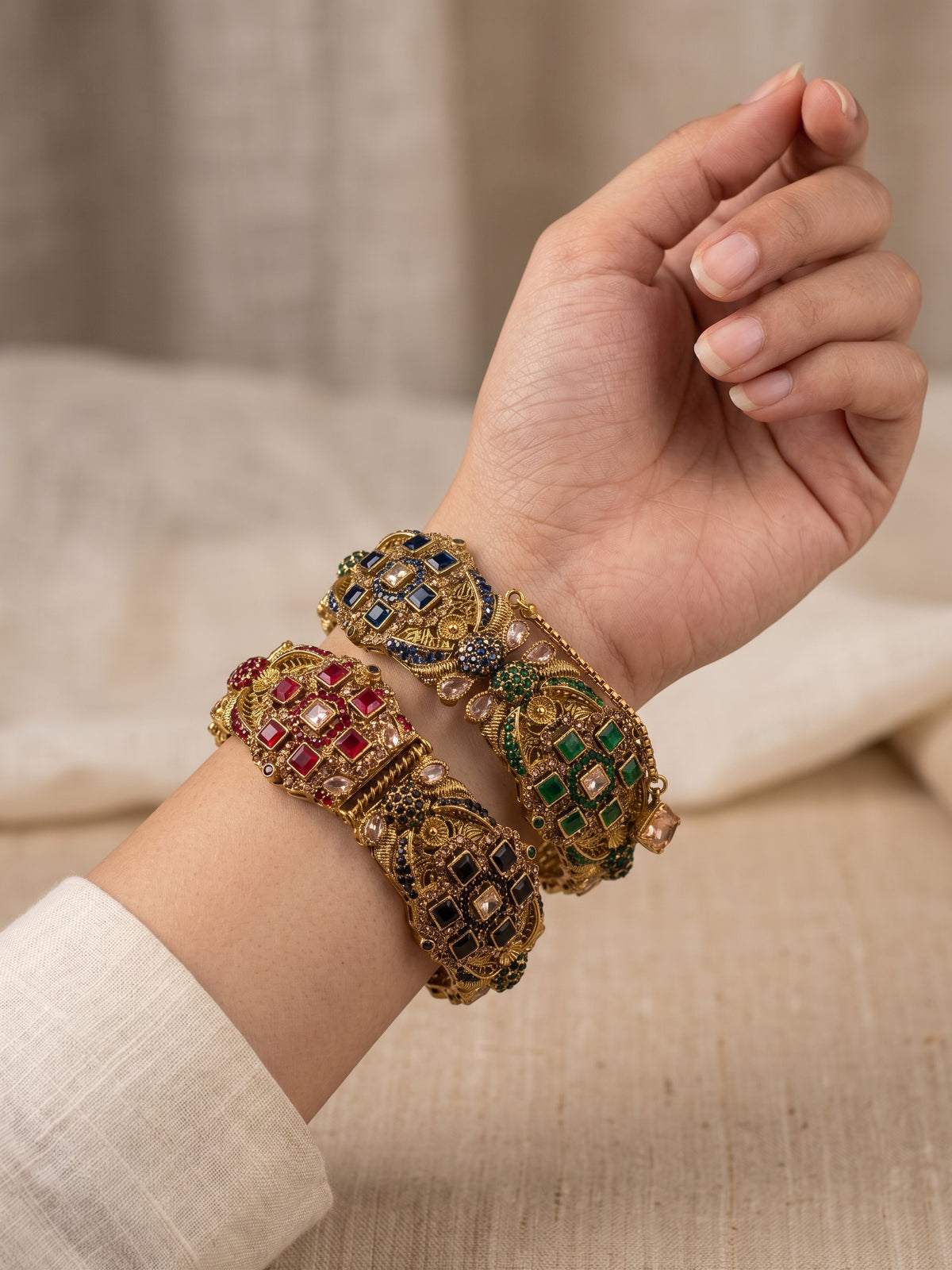 Shop the Erum Antique Stone Bangle from Zarosh Jewel