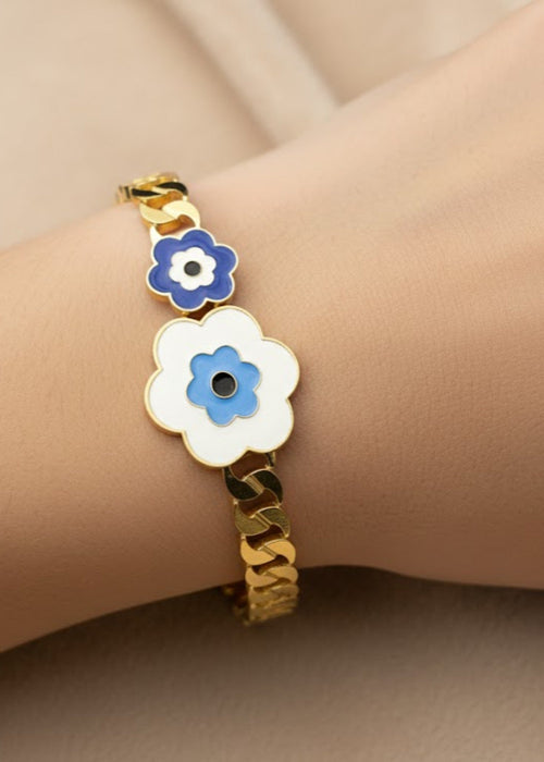 Floral Charm Gold Bracelet by Zarosh Jewel