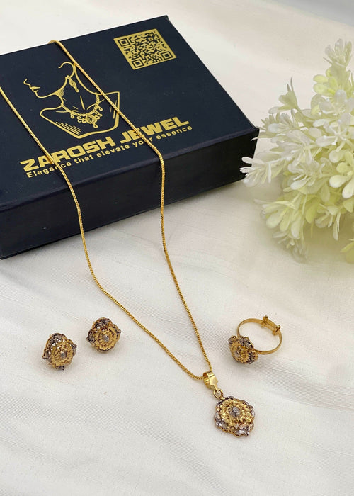 Floral Suite Combo Set Gold Polish by Zarosh Jewel