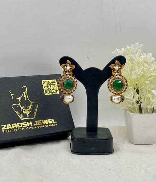 Shop the Ghazala Floral Drop Earrings from Zarosh Jewel