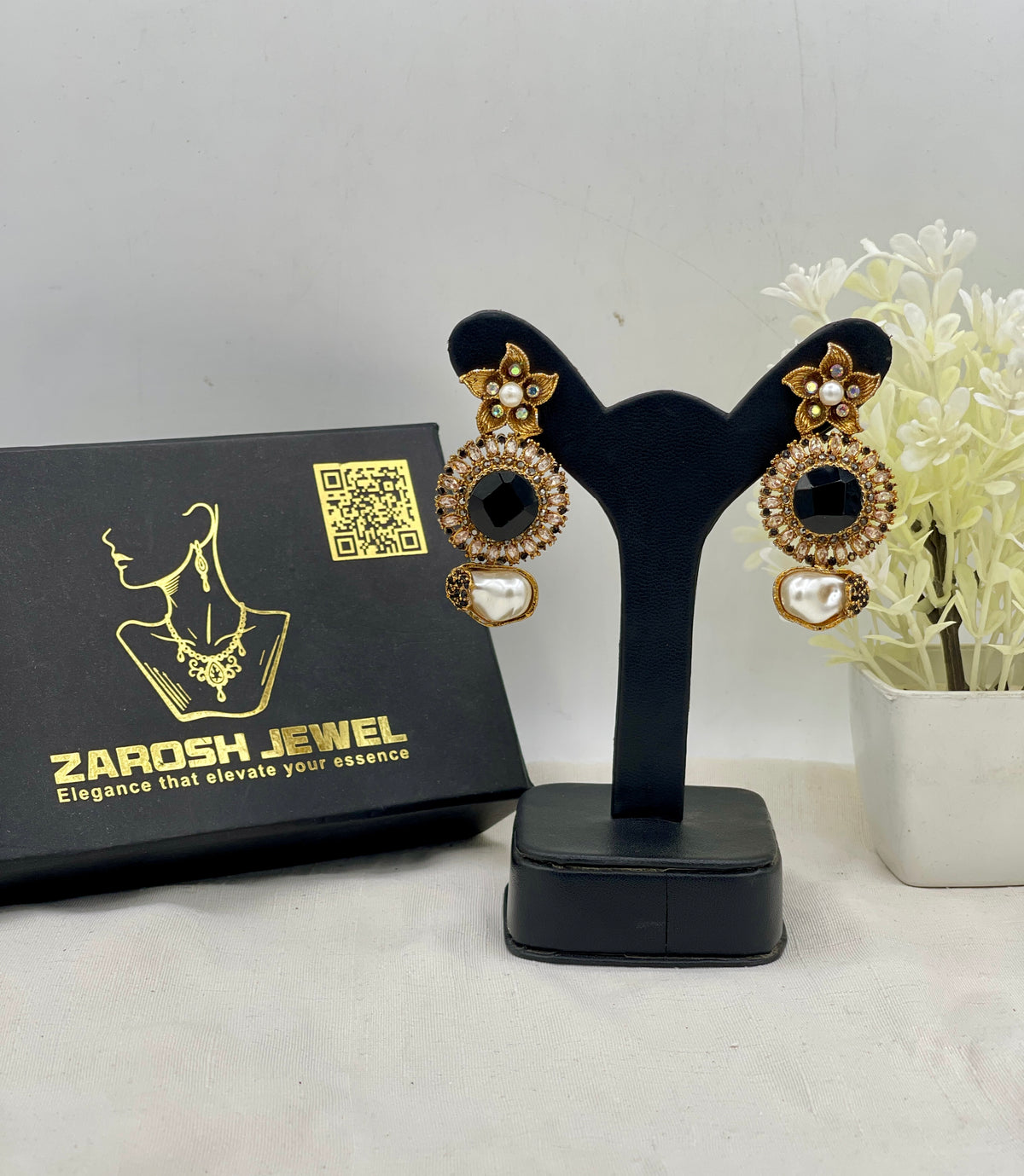Shop the Ghazala Floral Drop Earrings from Zarosh Jewel