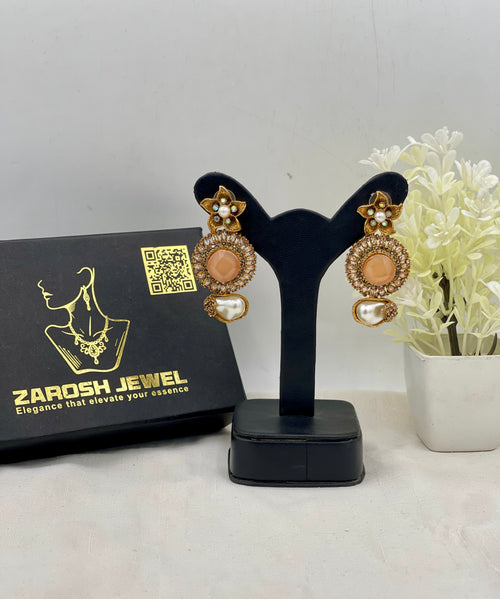Shop the Ghazala Floral Drop Earrings from Zarosh Jewel
