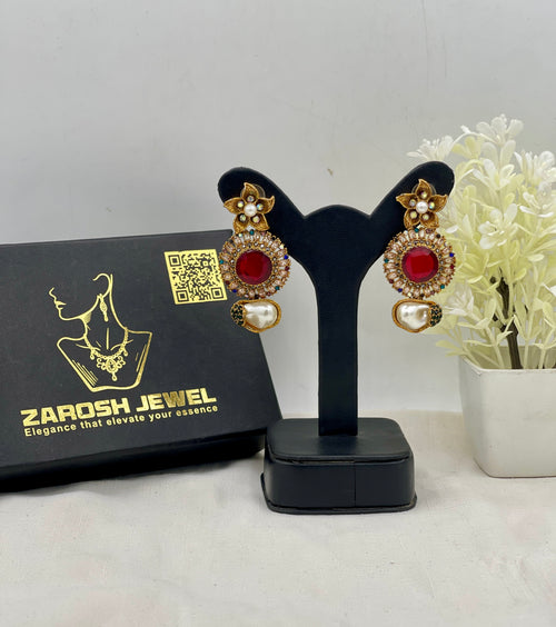 Shop the Ghazala Floral Drop Earrings from Zarosh Jewel