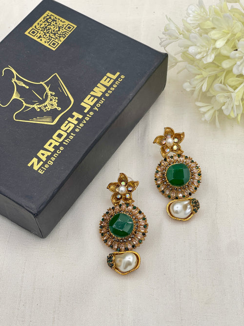 Shop the Ghazala Floral Drop Earrings from Zarosh Jewel
