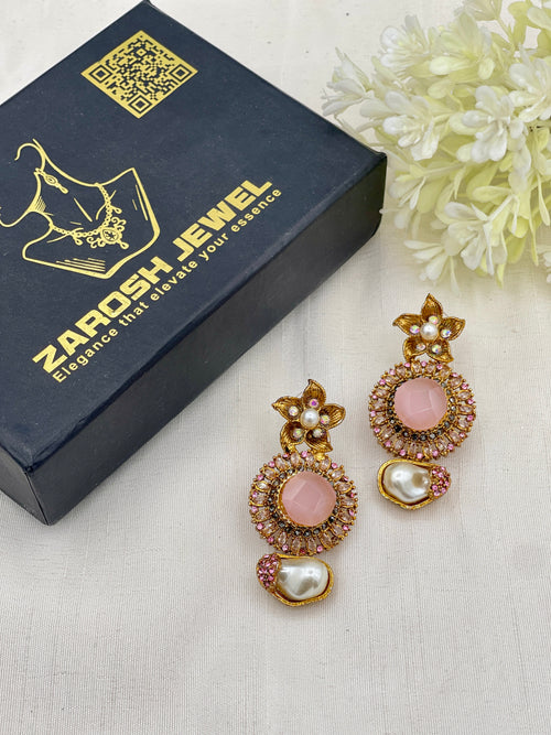 Shop the Ghazala Floral Drop Earrings from Zarosh Jewel