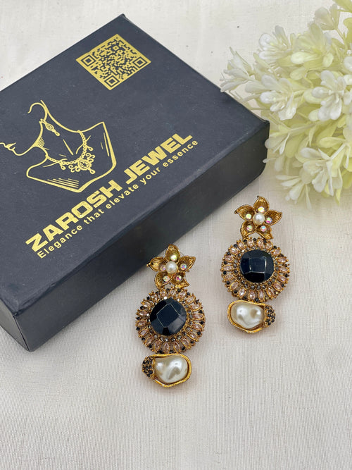 Shop the Ghazala Floral Drop Earrings from Zarosh Jewel
