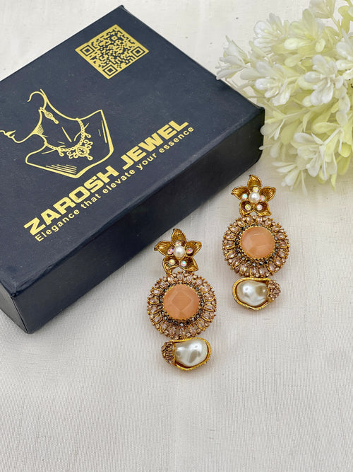 Shop the Ghazala Floral Drop Earrings from Zarosh Jewel