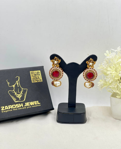 Shop the Ghazala Floral Drop Earrings from Zarosh Jewel