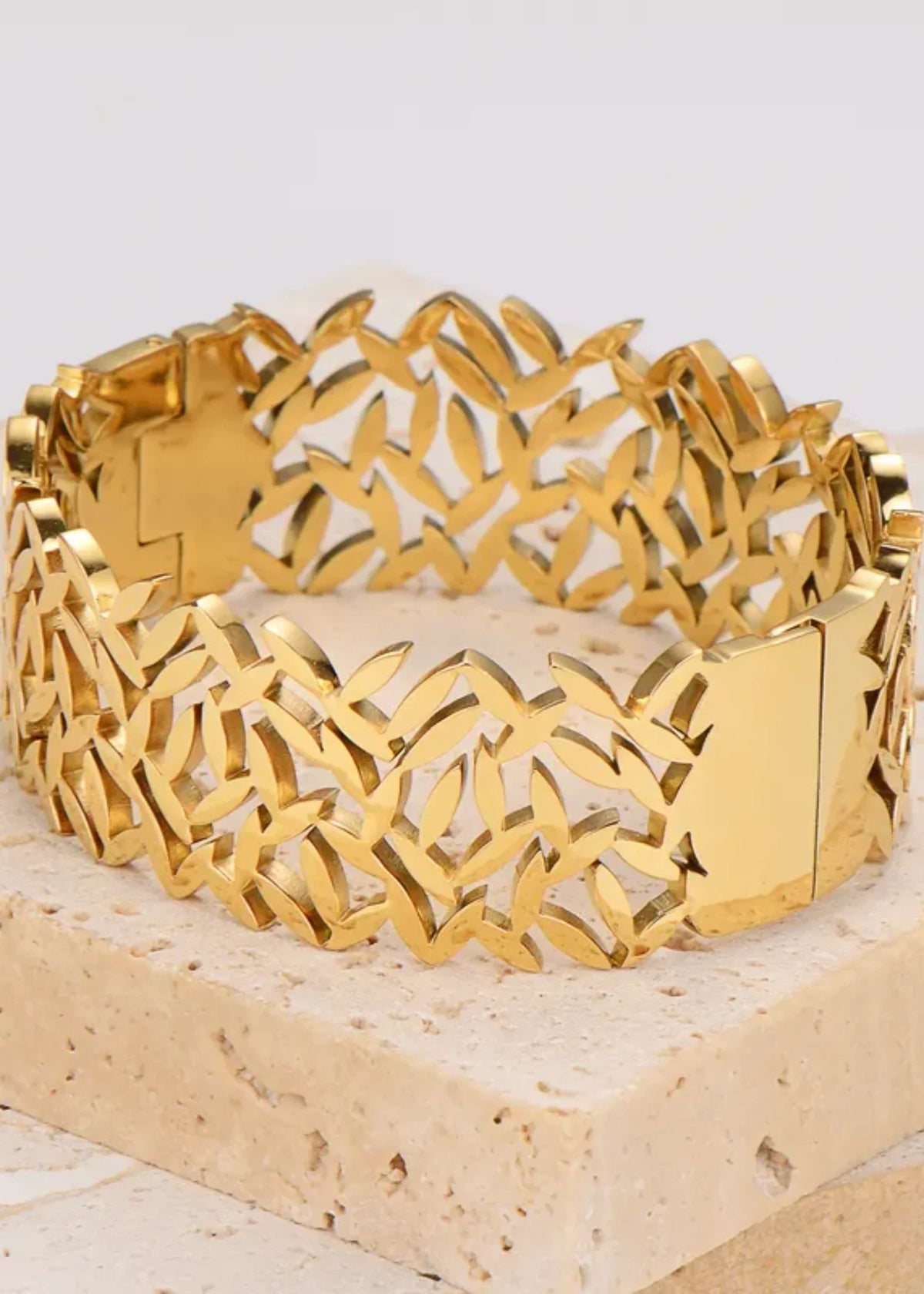 Shop the Golden Leaf Bracelet & Ring from Zarosh Jewel