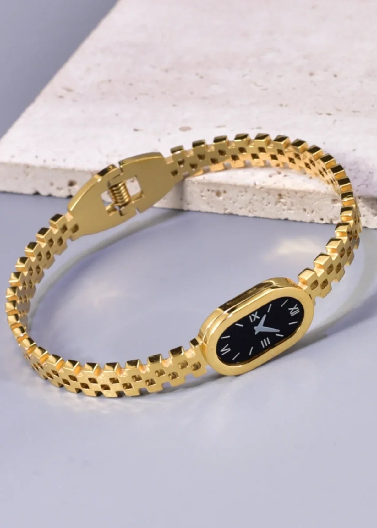 Golden Noir Watch-Style Bracelet by Zarosh Jewel