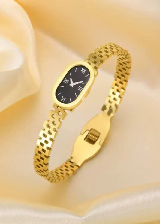 Shop the Golden Noir Watch-Style Bracelet from Zarosh Jewel