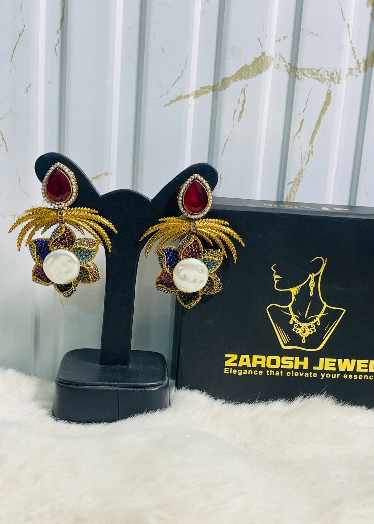Shop the Grand Statement Earrings from Zarosh Jewel