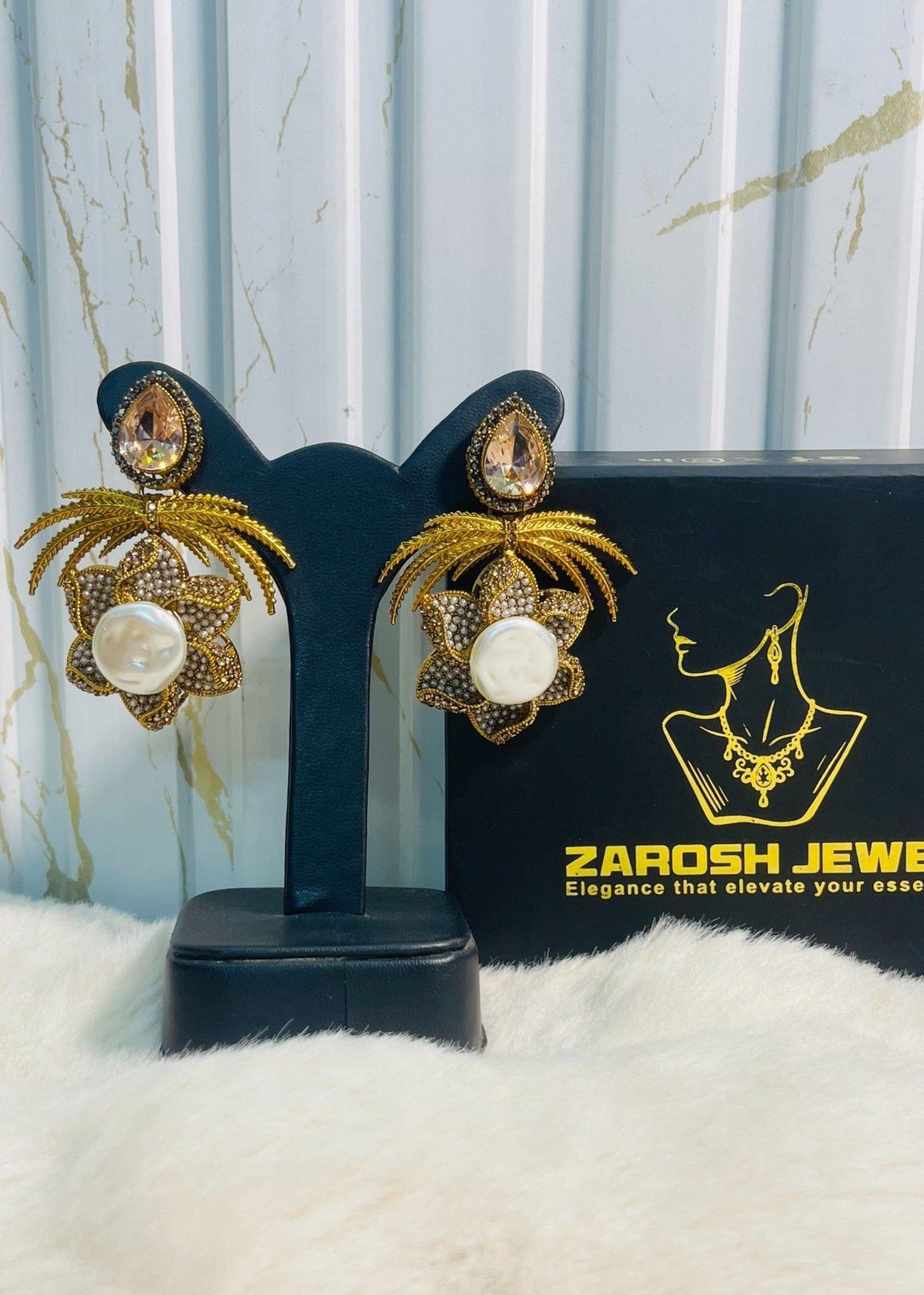 Shop the Grand Statement Earrings from Zarosh Jewel