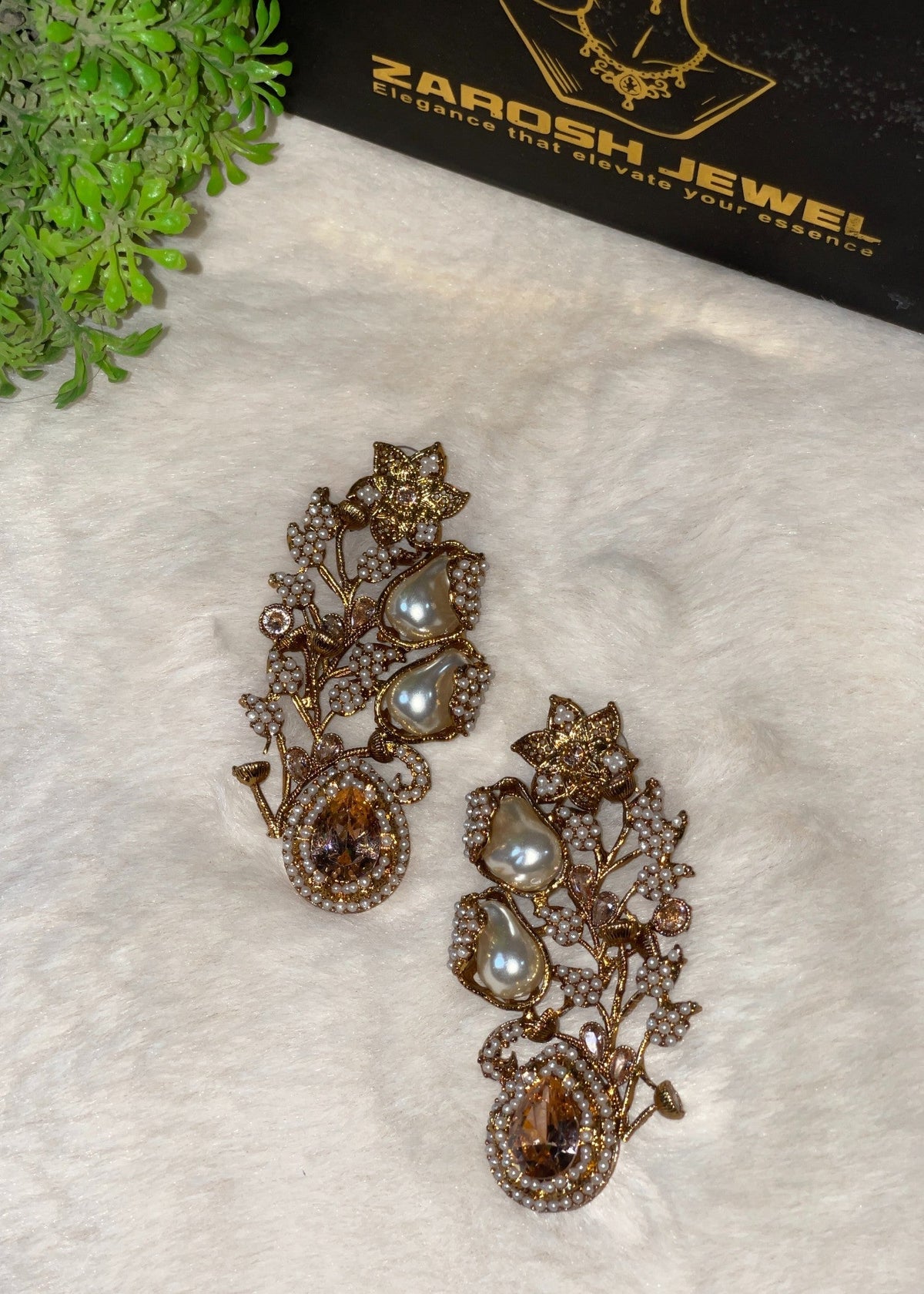 Shop the Gulbahar Luxury Statement Earrings from Zarosh Jewel