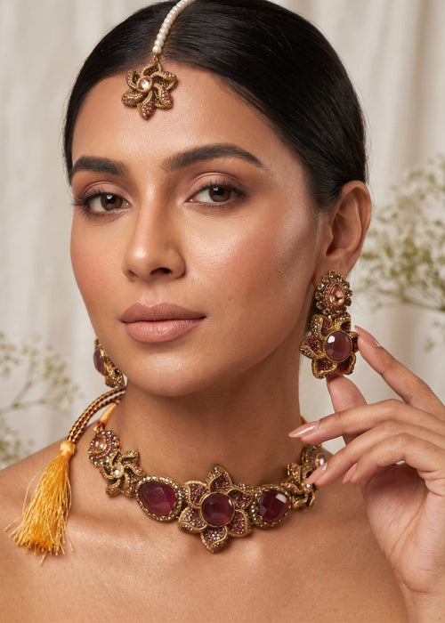 Hameeda Premuim Choker Set by Zarosh Jewel