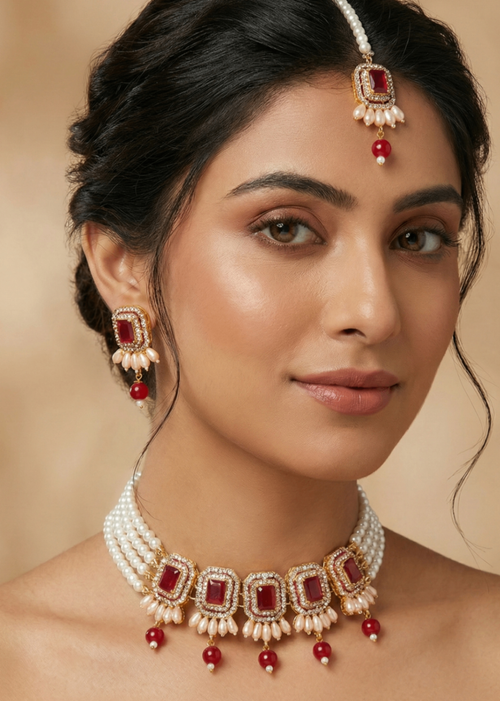 Shop the Heritage Pearl Choker Set from Zarosh Jewel
