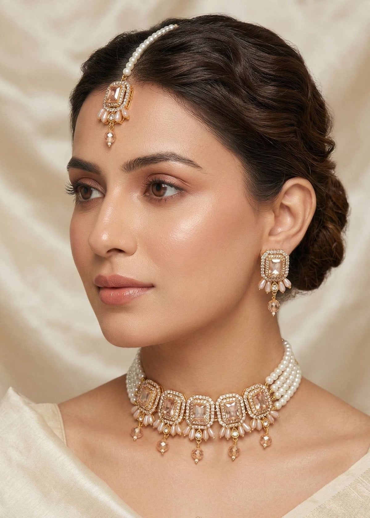 Heritage Pearl Choker Set by Zarosh Jewel