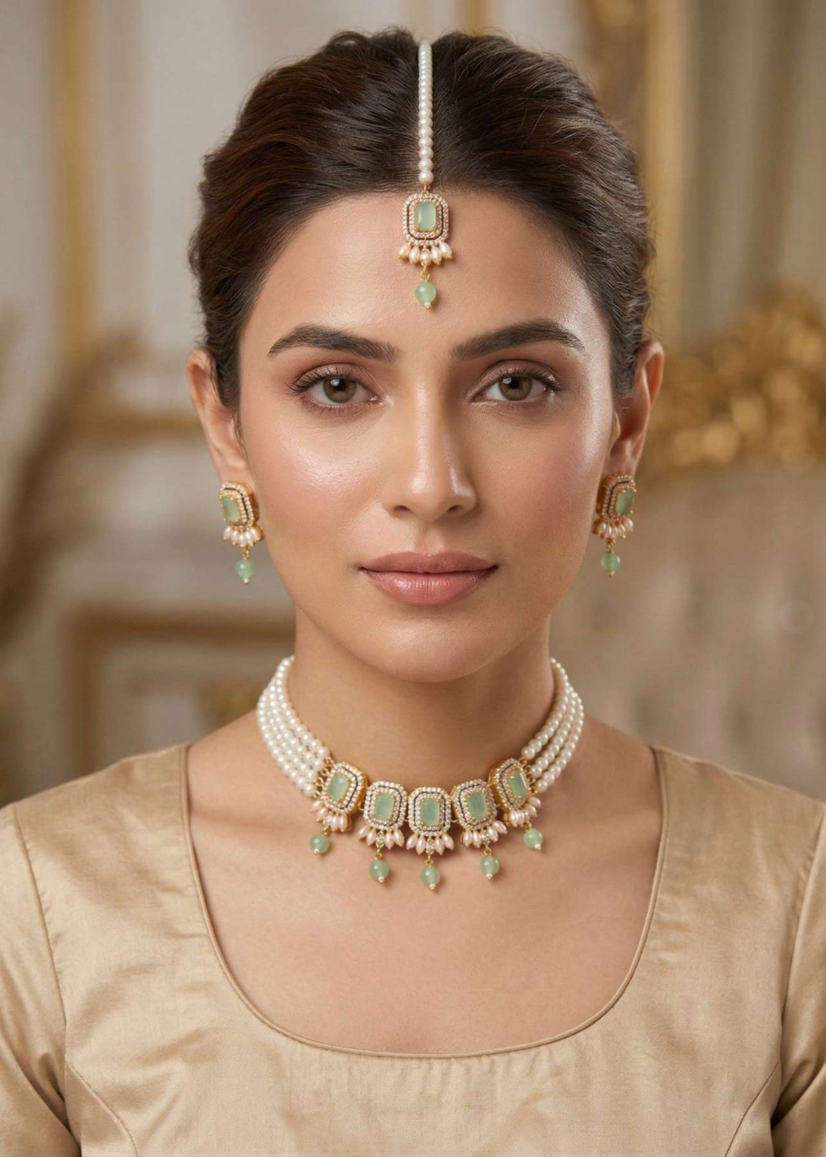 Shop the Heritage Pearl Choker Set from Zarosh Jewel