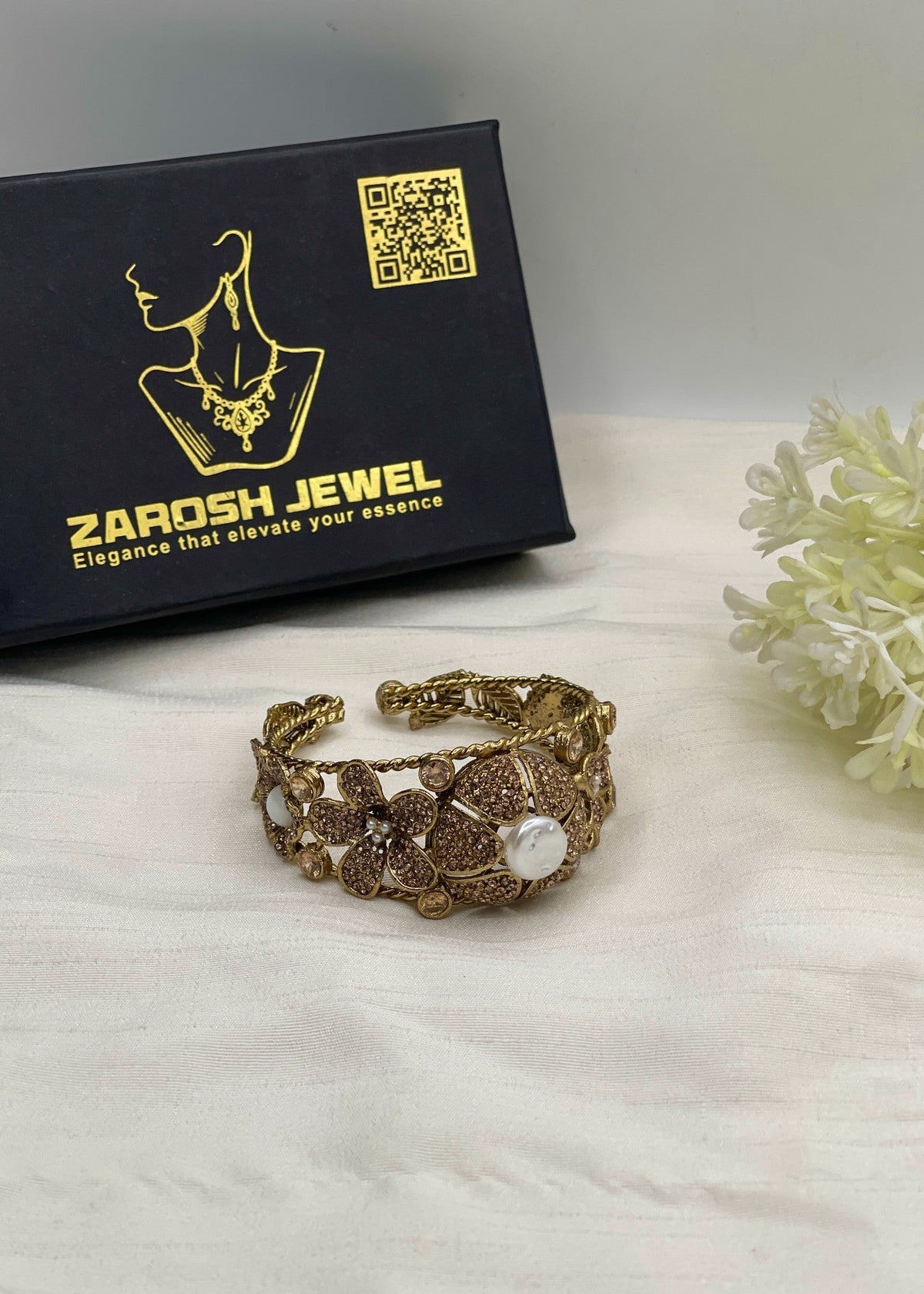 Shop the Hoor Floral Bangle from Zarosh Jewel