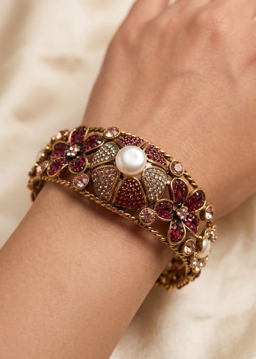 Hoor Floral Bangle by Zarosh Jewel