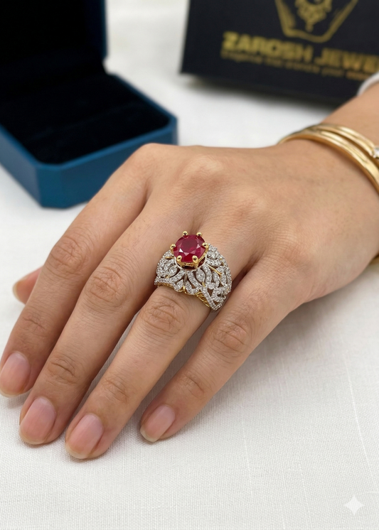 Huda Gold Plated Ring by Zarosh Jewel