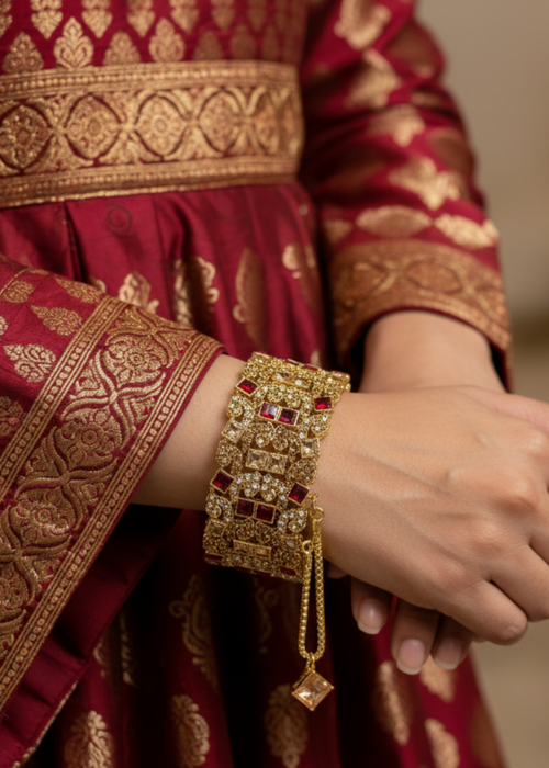 Shop the Imperial Garnet Bangles Openable from Zarosh Jewel