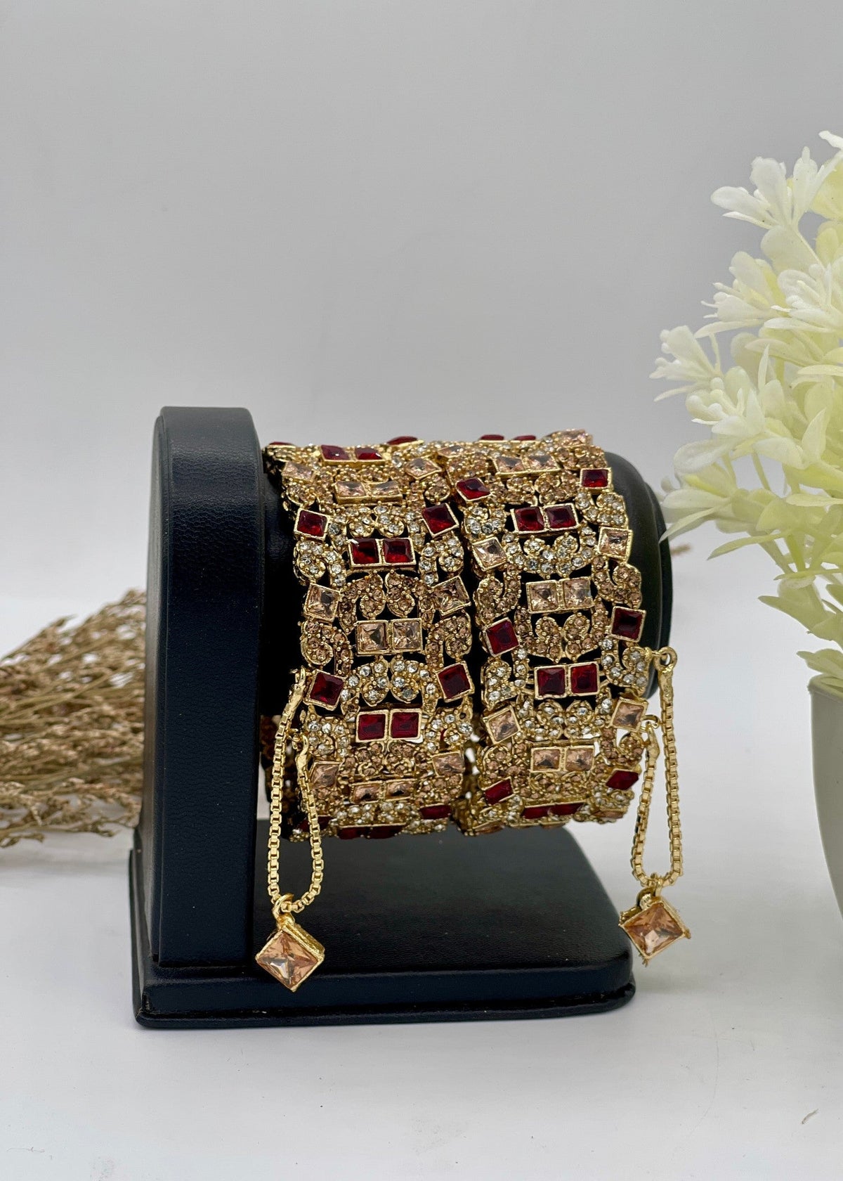 Shop the Imperial Garnet Bangles Openable from Zarosh Jewel