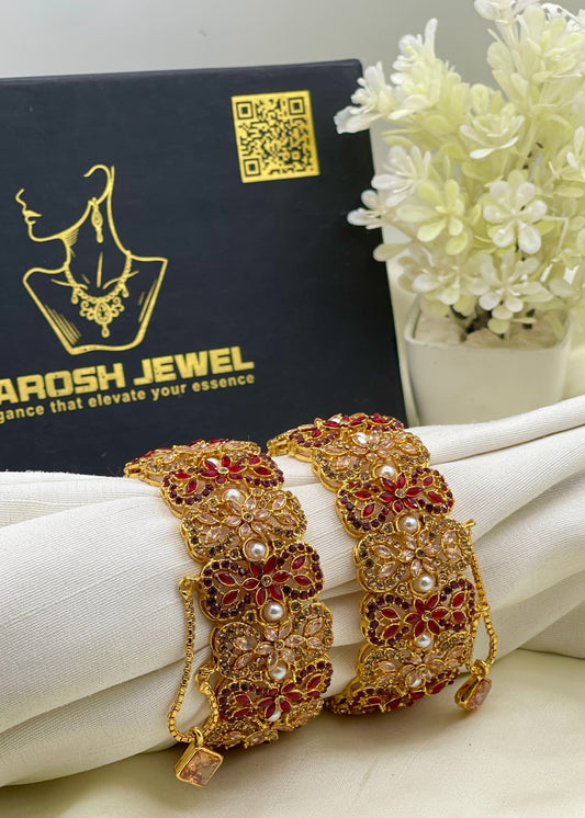 Shop the Iqra Royal Pearl Floral Karas from Zarosh Jewel