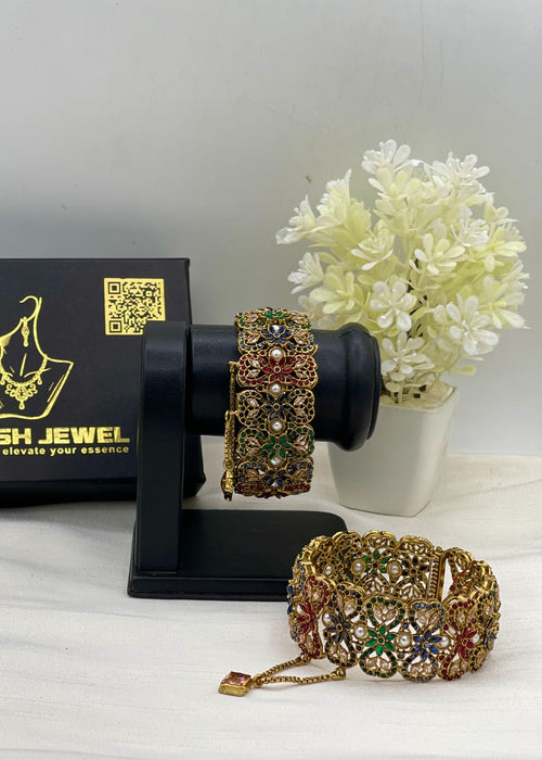 Shop the Iqra Royal Pearl Floral Karas from Zarosh Jewel