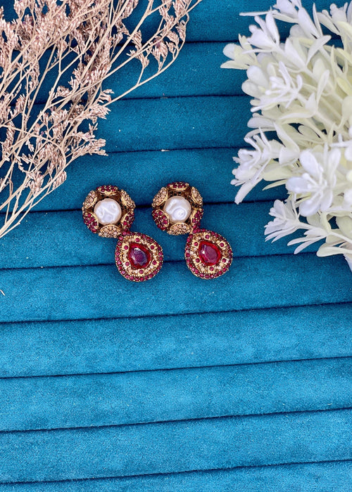 Shop the Kundan Pearl Drop Earrings from Zarosh Jewel