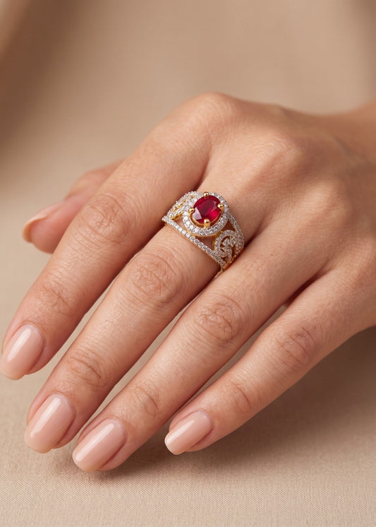 Lubna Gold Plated Ring by Zarosh Jewel
