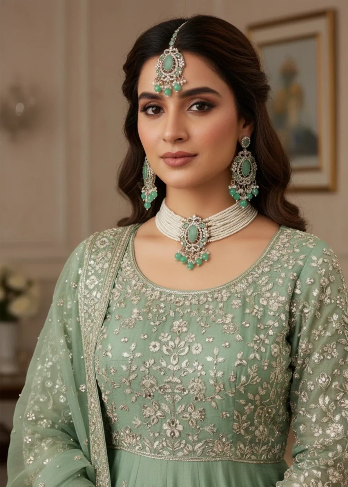 Lumiera Pearl Choker Set by Zarosh Jewel