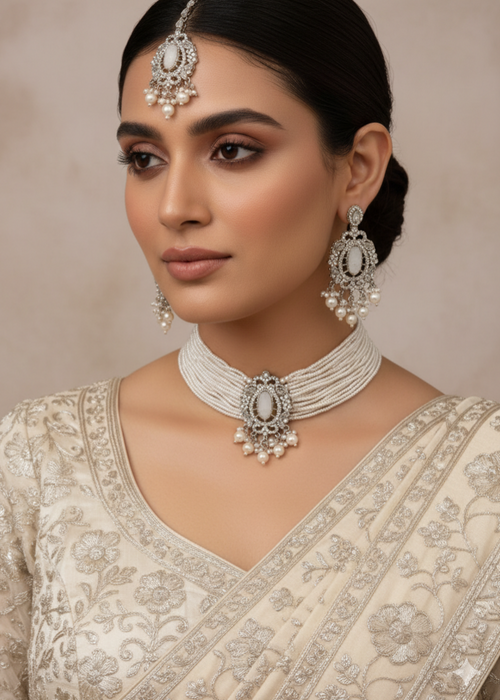 Shop the Lumiera Pearl Choker Set from Zarosh Jewel