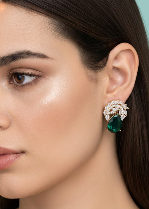 Luna Crystal Drop Earrings by Zarosh Jewel