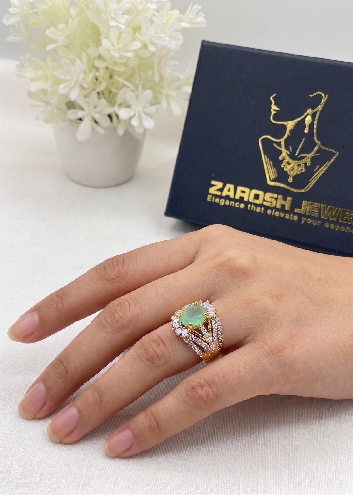 Manar Gold Plated Ring by Zarosh Jewel