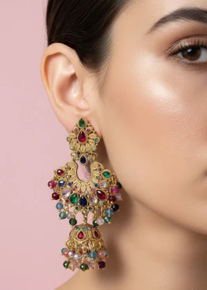 Meher Royal Chandbali Jhumka Earrings