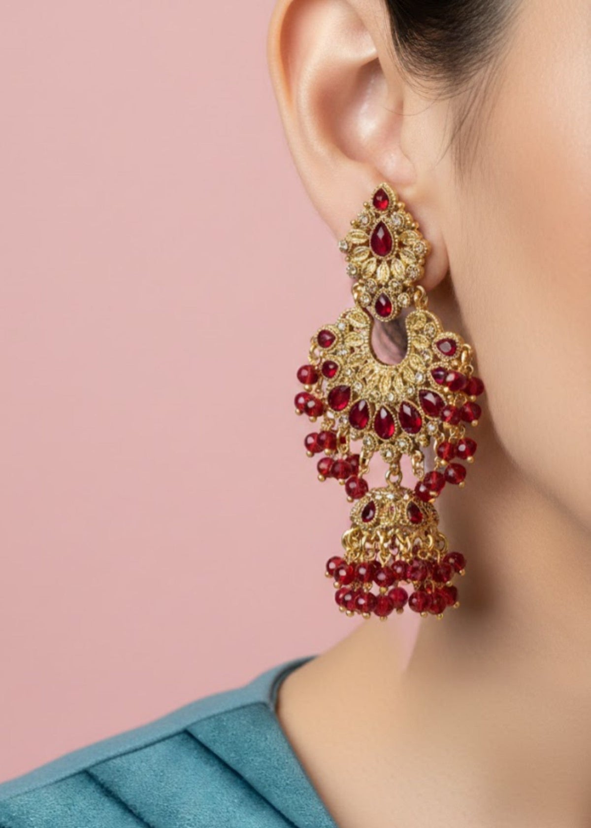 Shop the Meher Royal Chandbali Jhumka Earrings from Zarosh Jewel