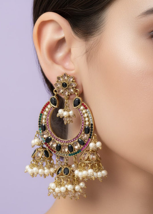 Meherbano Chandbali Pearl Earring by Zarosh Jewel