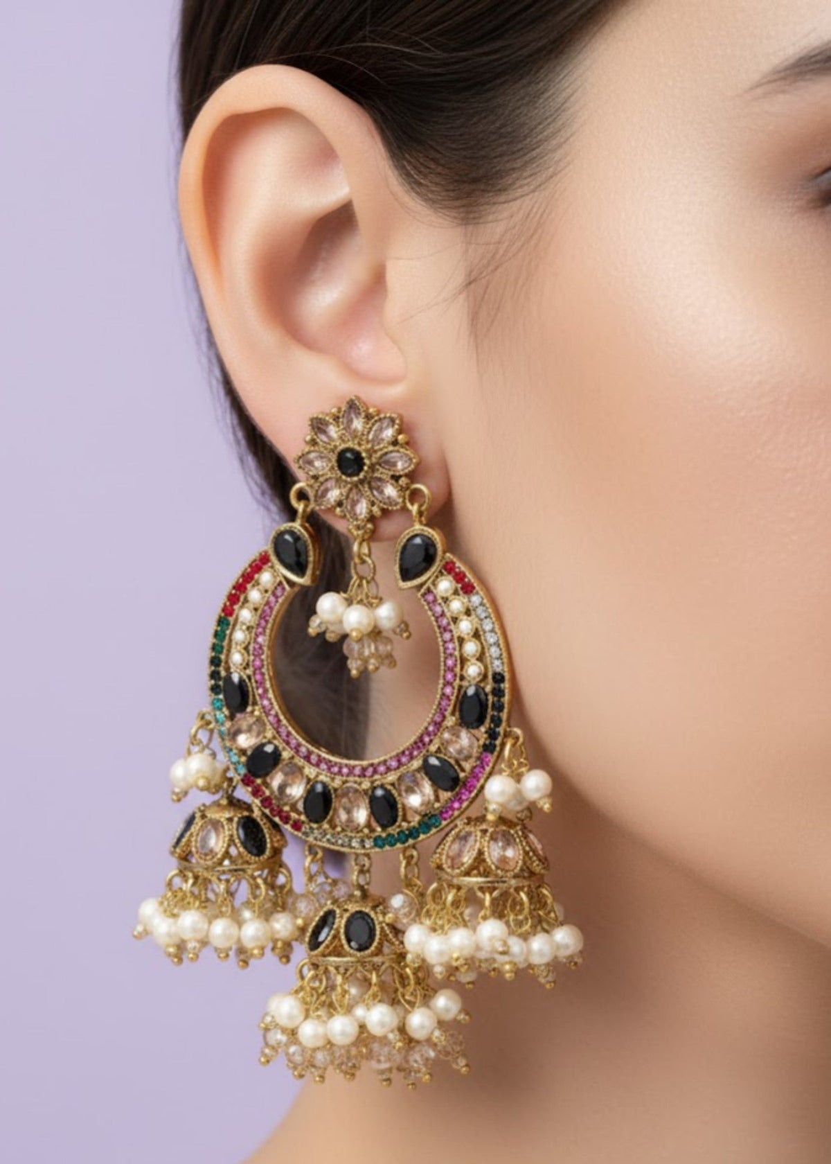 Meherbano Chandbali Pearl Earring by Zarosh Jewel