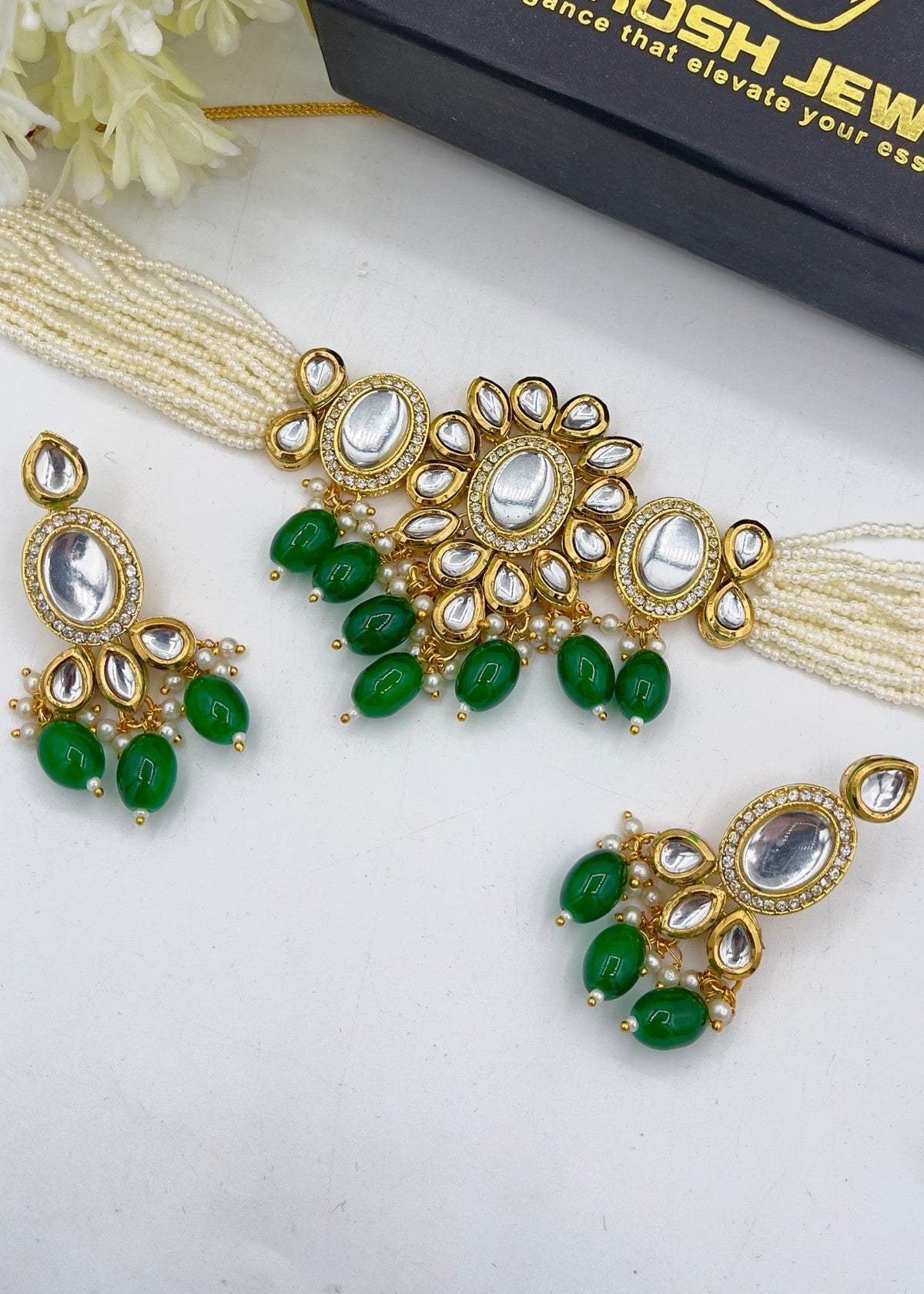 Shop the Mehndi Kundan Choker Set from Zarosh Jewel