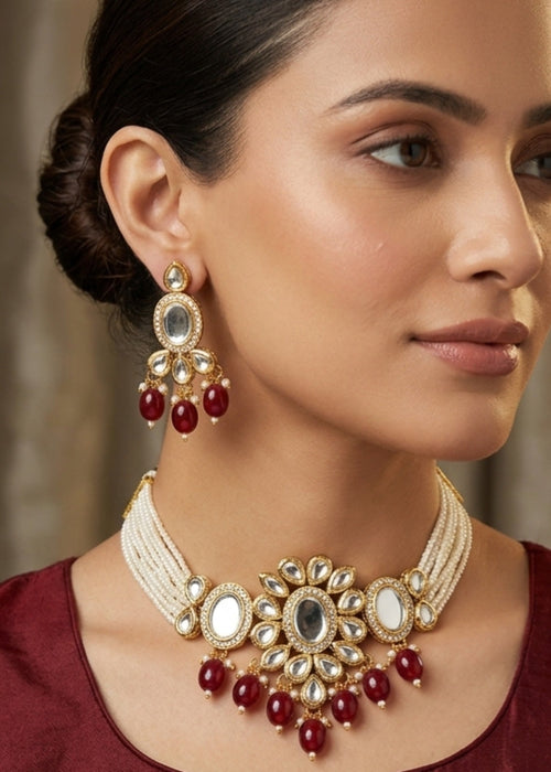 Shop the Mehndi Kundan Choker Set from Zarosh Jewel