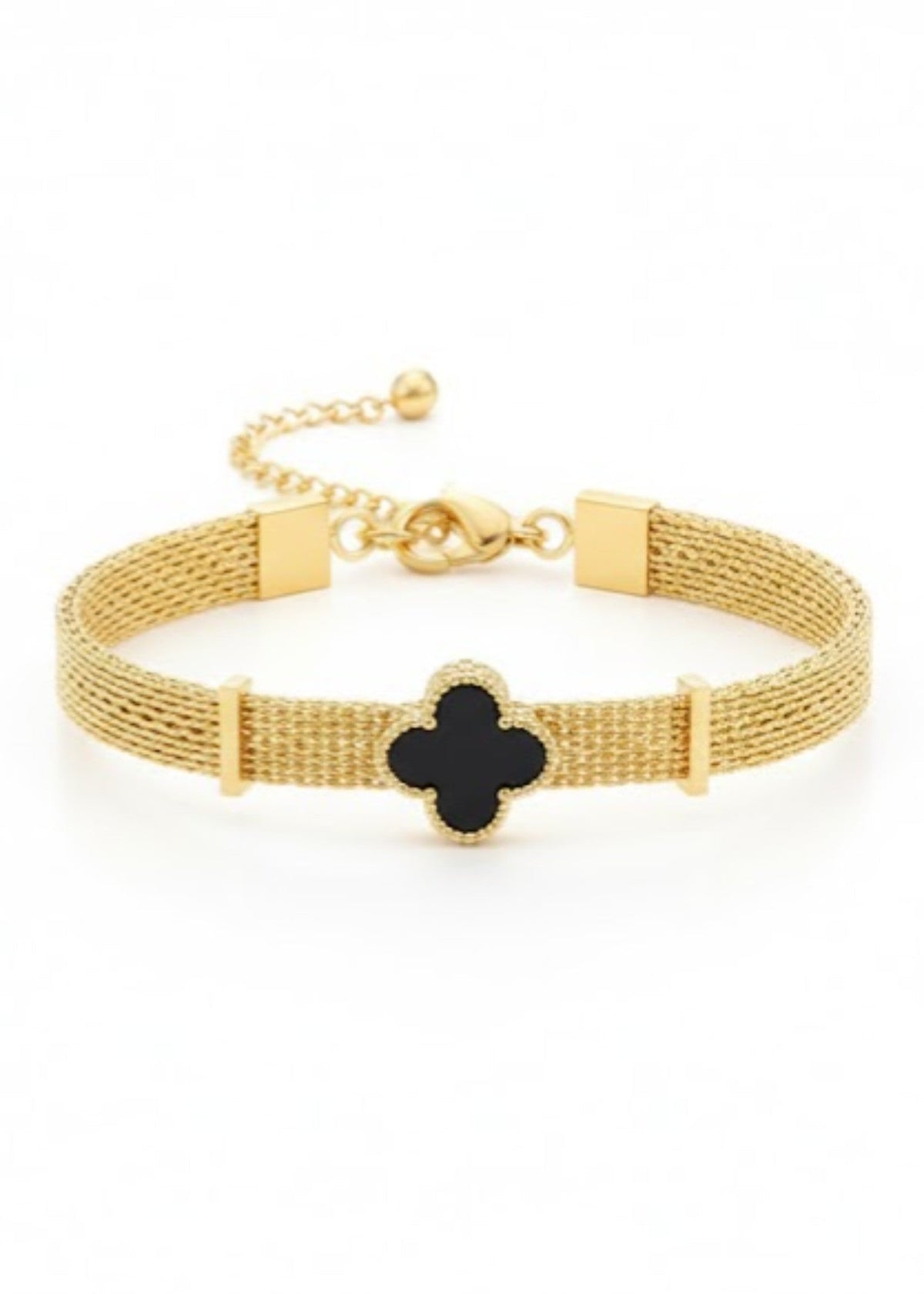 Shop the Midnight Clover Mesh Gold Bracelet from Zarosh Jewel