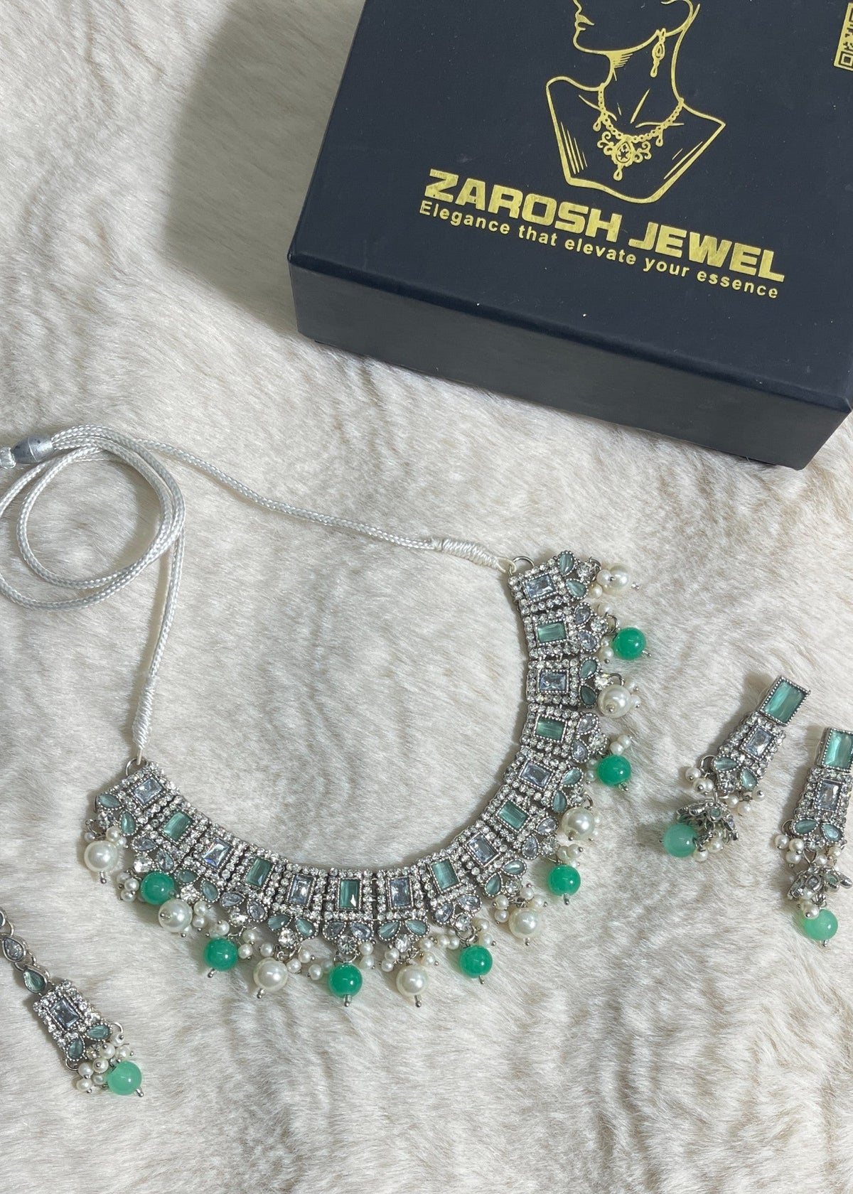 Shop the Mughal Emerald Set from Zarosh Jewel