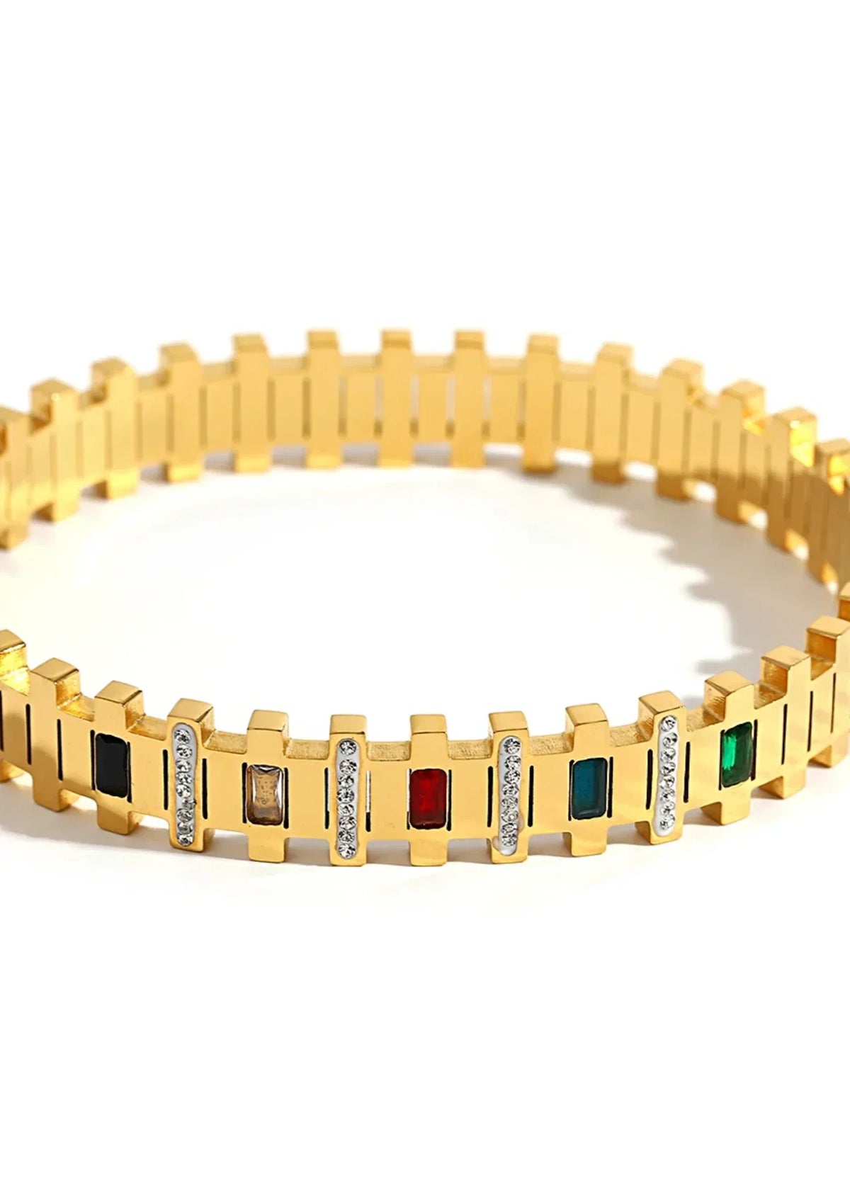 Shop the Multi-Stone Geometric Gold Bracelet from Zarosh Jewel