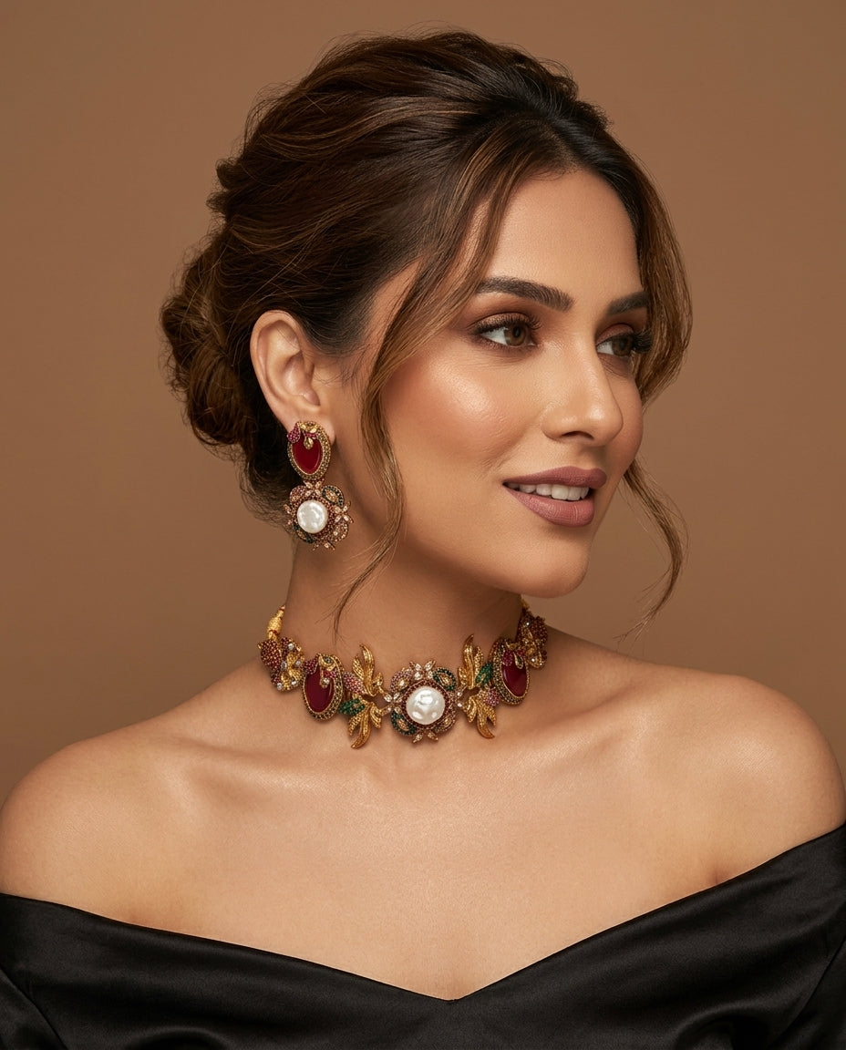 Shop the Nahila Traditional Choker Set from Zarosh Jewel