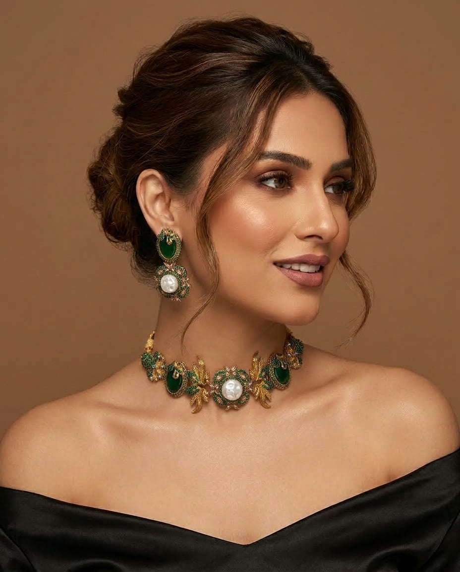 Nahila Traditional Choker Set by Zarosh Jewel