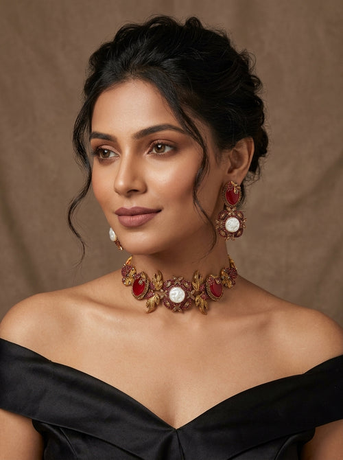 Shop the Nahila Traditional Choker Set from Zarosh Jewel