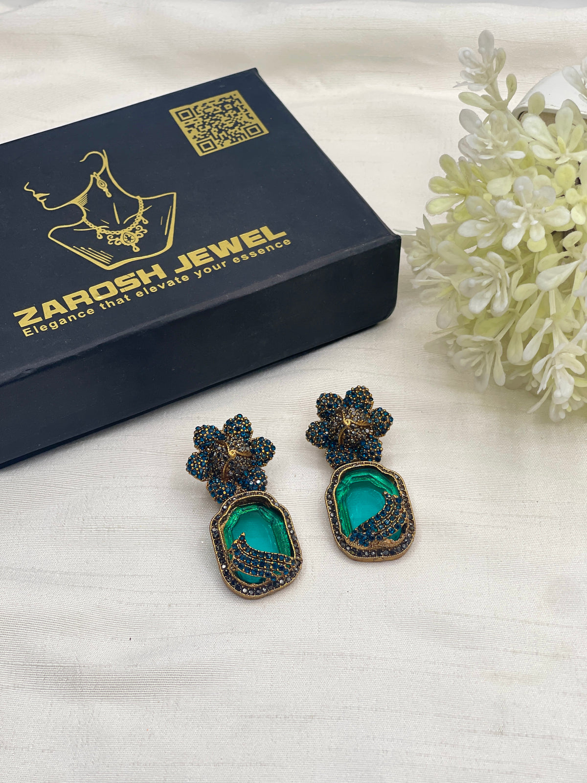 Shop the Natasha Royal Bloom Drop Earring from Zarosh Jewel